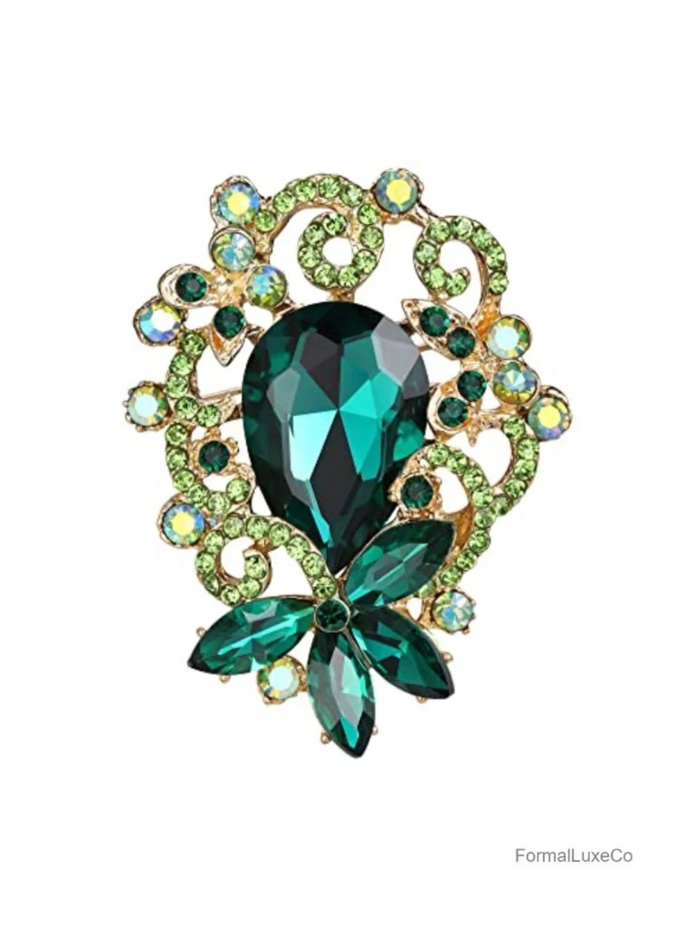 Crystal Teardrop Marquise Bouquet Brooch Pin for Women